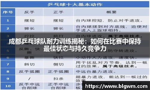 成都乒乓球队耐力训练揭秘：如何在比赛中保持最佳状态与持久竞争力